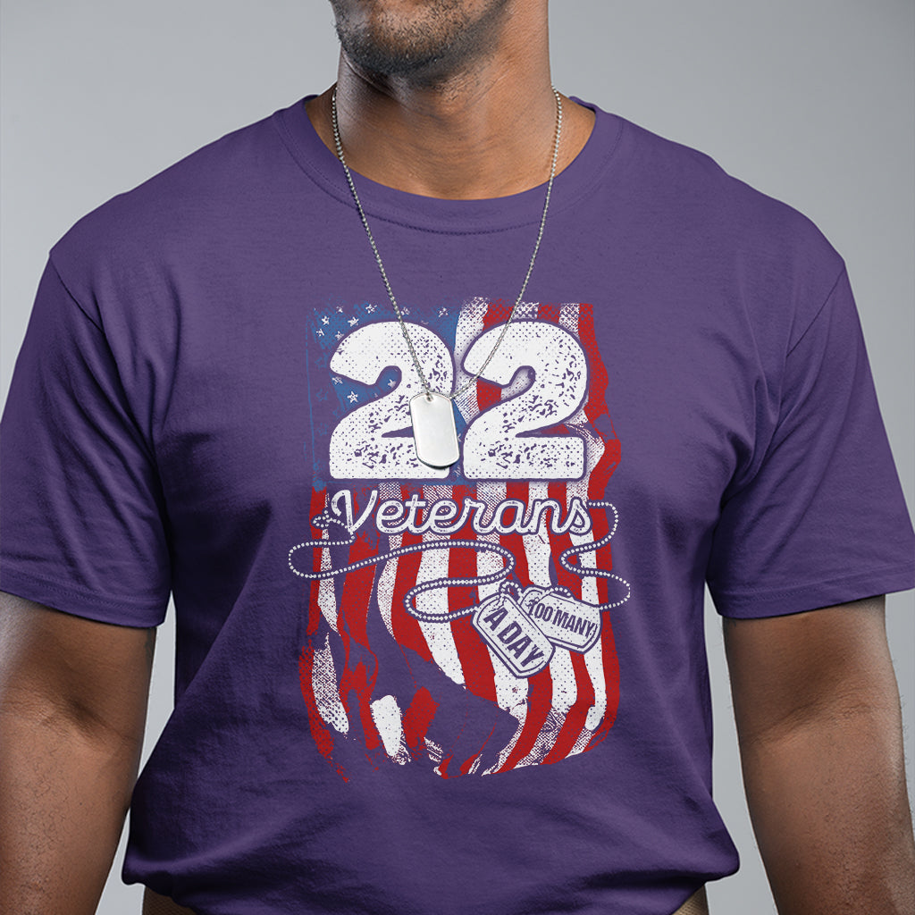 PTSD T Shirt 22 Veterans A Day Veteran Suicide Awareness - Wonder Print Shop