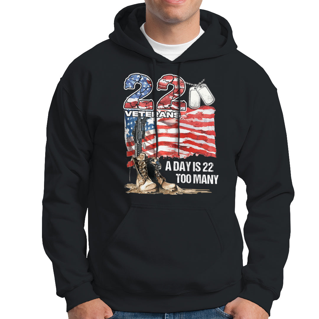 Veteran Suicide Awareness Hoodie 22 Veterans A Day Too Many PTSD - Wonder Print Shop