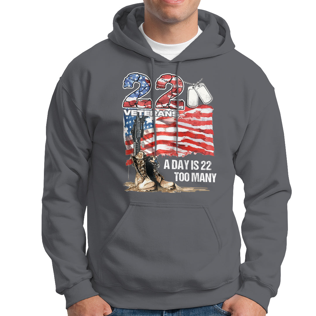 Veteran Suicide Awareness Hoodie 22 Veterans A Day Too Many PTSD - Wonder Print Shop