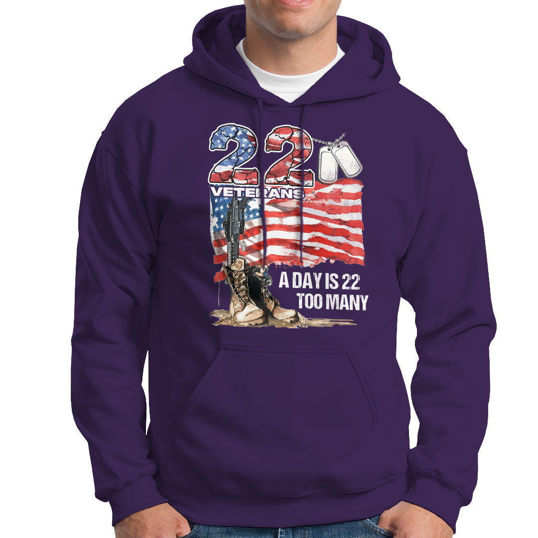 Veteran Suicide Awareness Hoodie 22 Veterans A Day Too Many PTSD - Wonder Print Shop