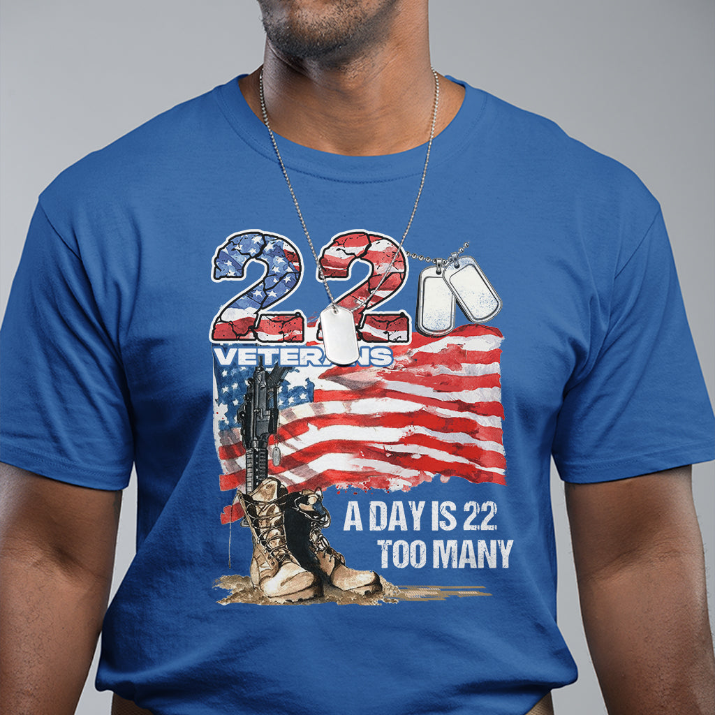 Veteran Suicide Awareness T Shirt 22 Veterans A Day Too Many PTSD - Wonder Print Shop