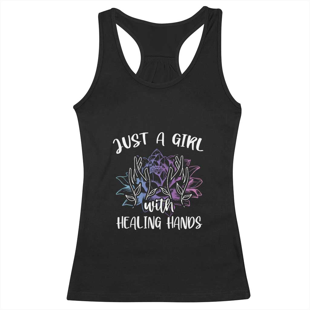 Masseuse Racerback Tank Top Just a Girl with Healing Hands Massage Therapy