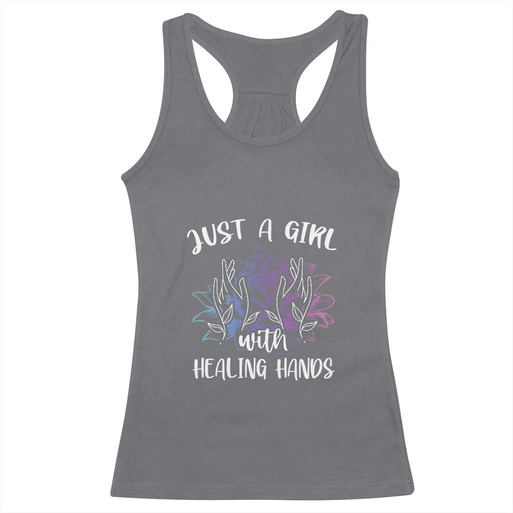 Masseuse Racerback Tank Top Just a Girl with Healing Hands Massage Therapy