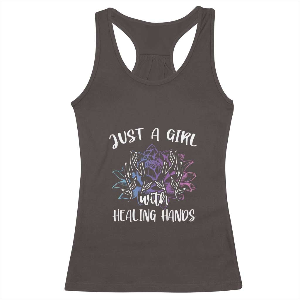 Masseuse Racerback Tank Top Just a Girl with Healing Hands Massage Therapy