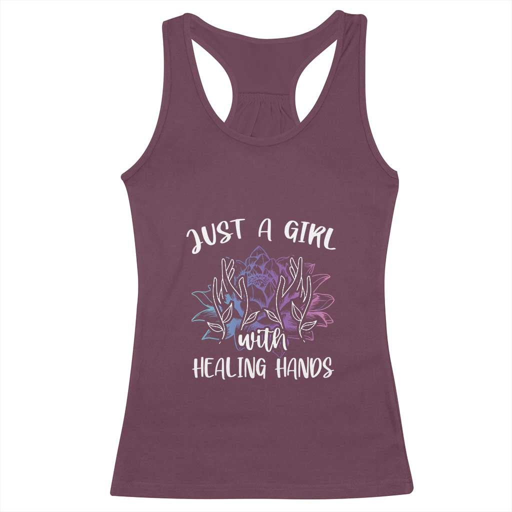 Masseuse Racerback Tank Top Just a Girl with Healing Hands Massage Therapy