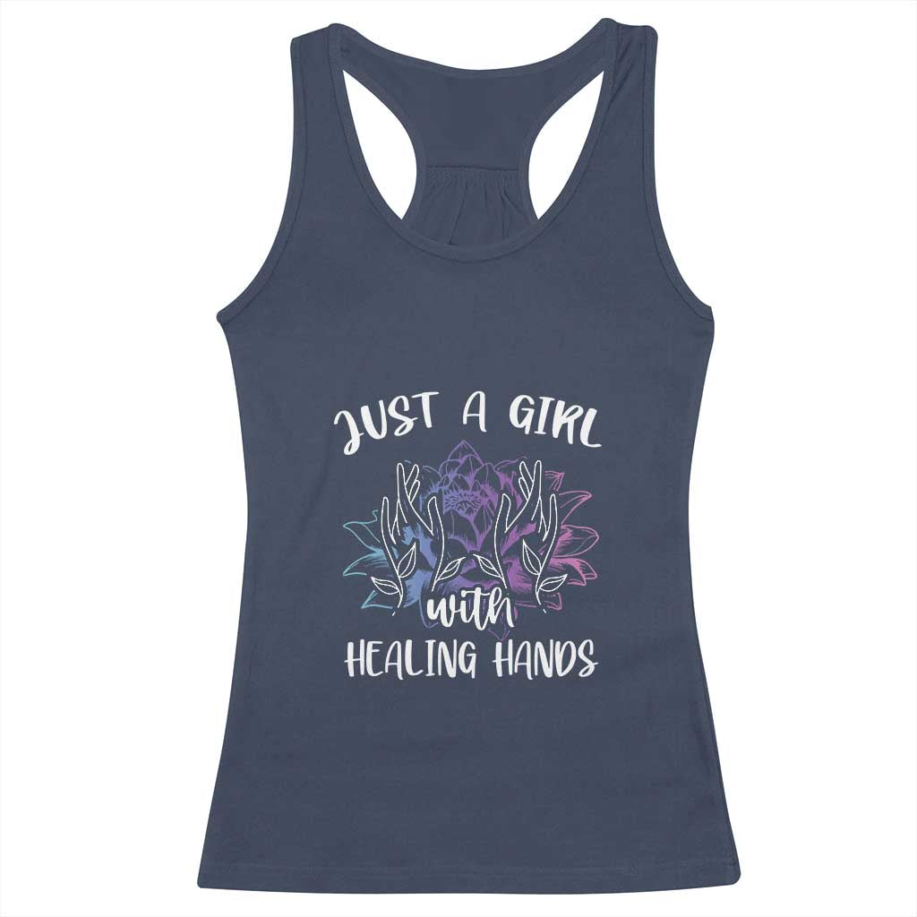 Masseuse Racerback Tank Top Just a Girl with Healing Hands Massage Therapy