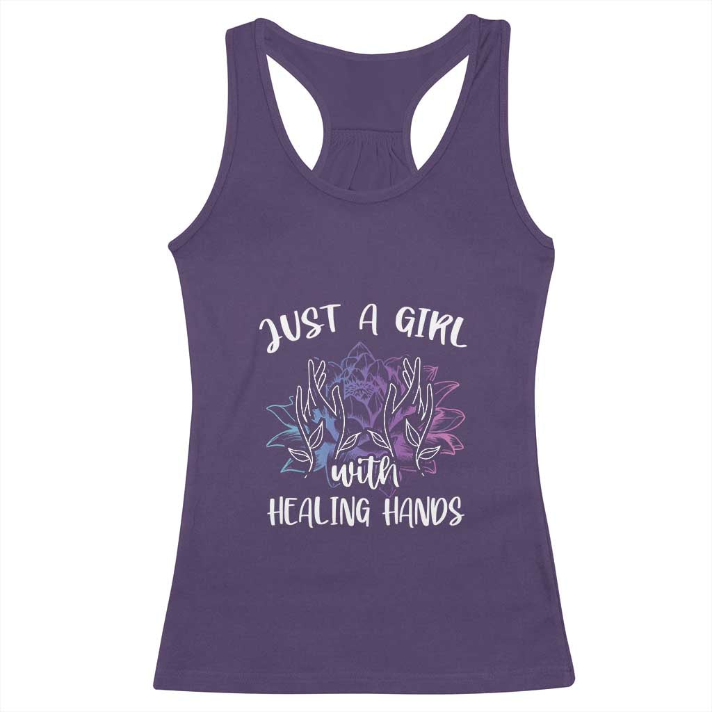 Masseuse Racerback Tank Top Just a Girl with Healing Hands Massage Therapy