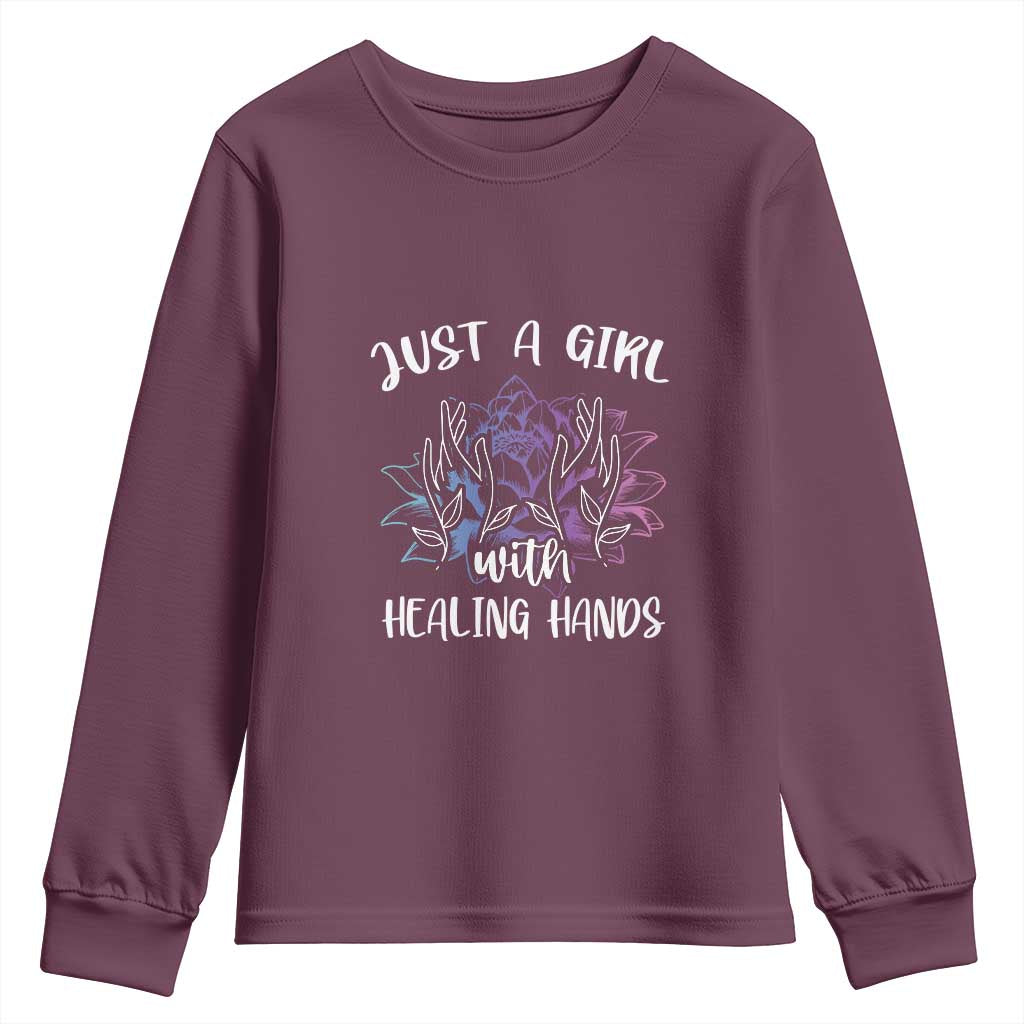 Masseuse Youth Sweatshirt Just a Girl with Healing Hands Massage Therapy