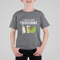 Funny Bartender T Shirt For Kid I Love Good Threesom Salt Lime Tequila