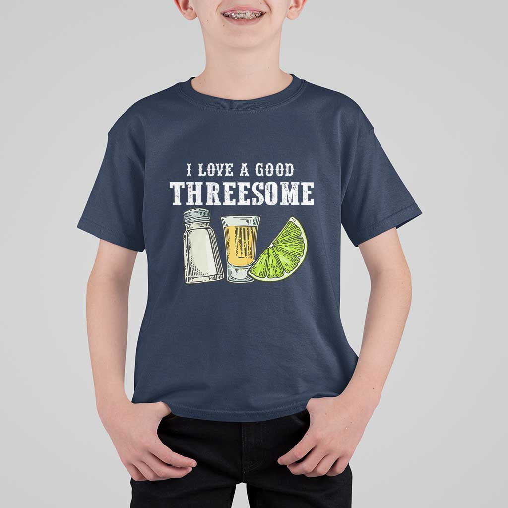 Funny Bartender T Shirt For Kid I Love Good Threesom Salt Lime Tequila