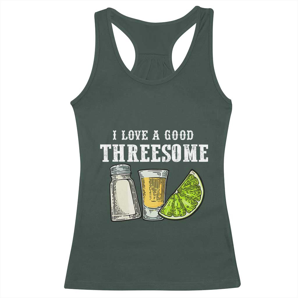 Funny Bartender Racerback Tank Top I Love Good Threesom Salt Lime Tequila
