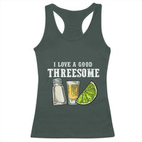 Funny Bartender Racerback Tank Top I Love Good Threesom Salt Lime Tequila