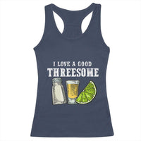 Funny Bartender Racerback Tank Top I Love Good Threesom Salt Lime Tequila