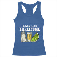 Funny Bartender Racerback Tank Top I Love Good Threesom Salt Lime Tequila