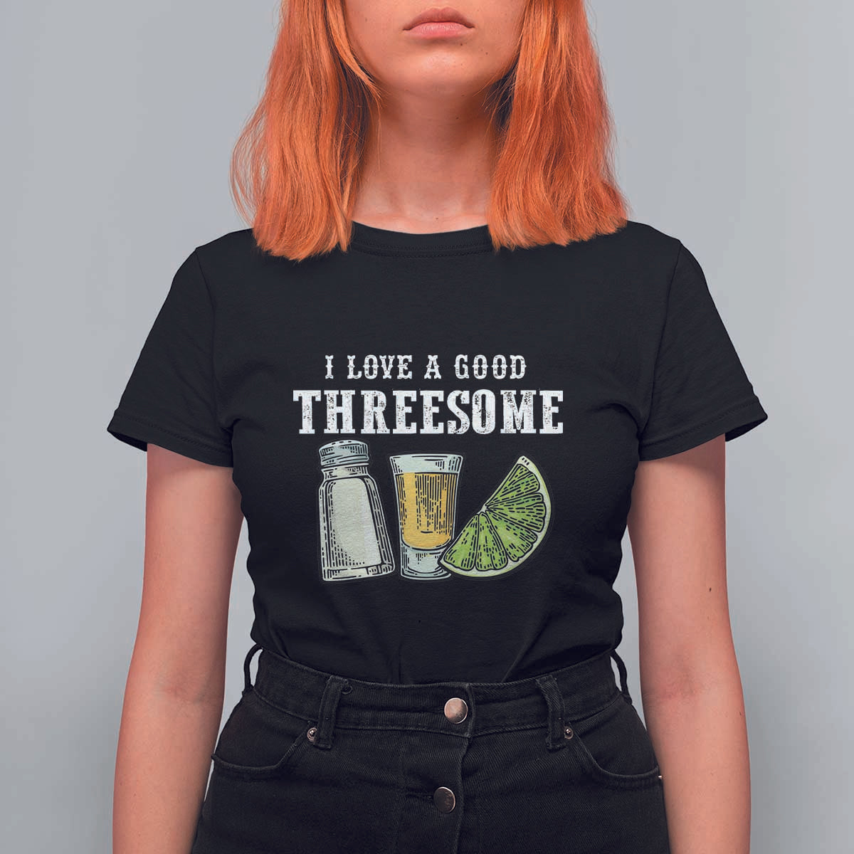 Funny Bartender T Shirt For Women I Love Good Threesom Salt Lime Tequila