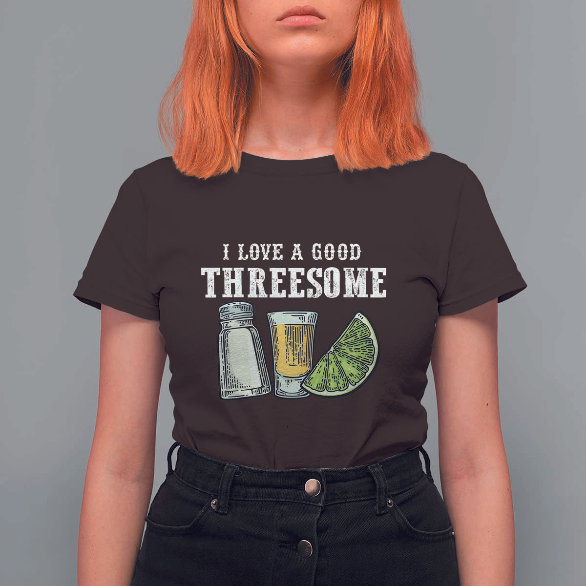 Funny Bartender T Shirt For Women I Love Good Threesom Salt Lime Tequila