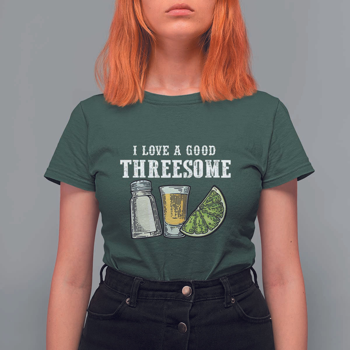 Funny Bartender T Shirt For Women I Love Good Threesom Salt Lime Tequila