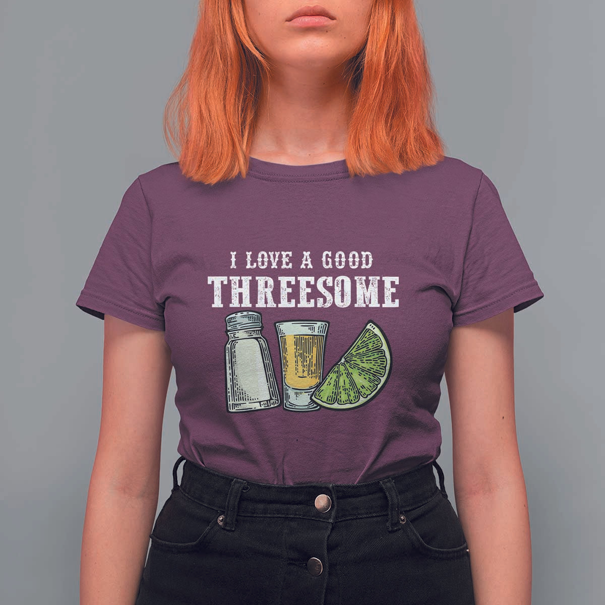 Funny Bartender T Shirt For Women I Love Good Threesom Salt Lime Tequila