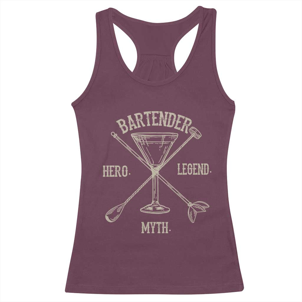 Bartender Hero Myth Legend Racerback Tank Top