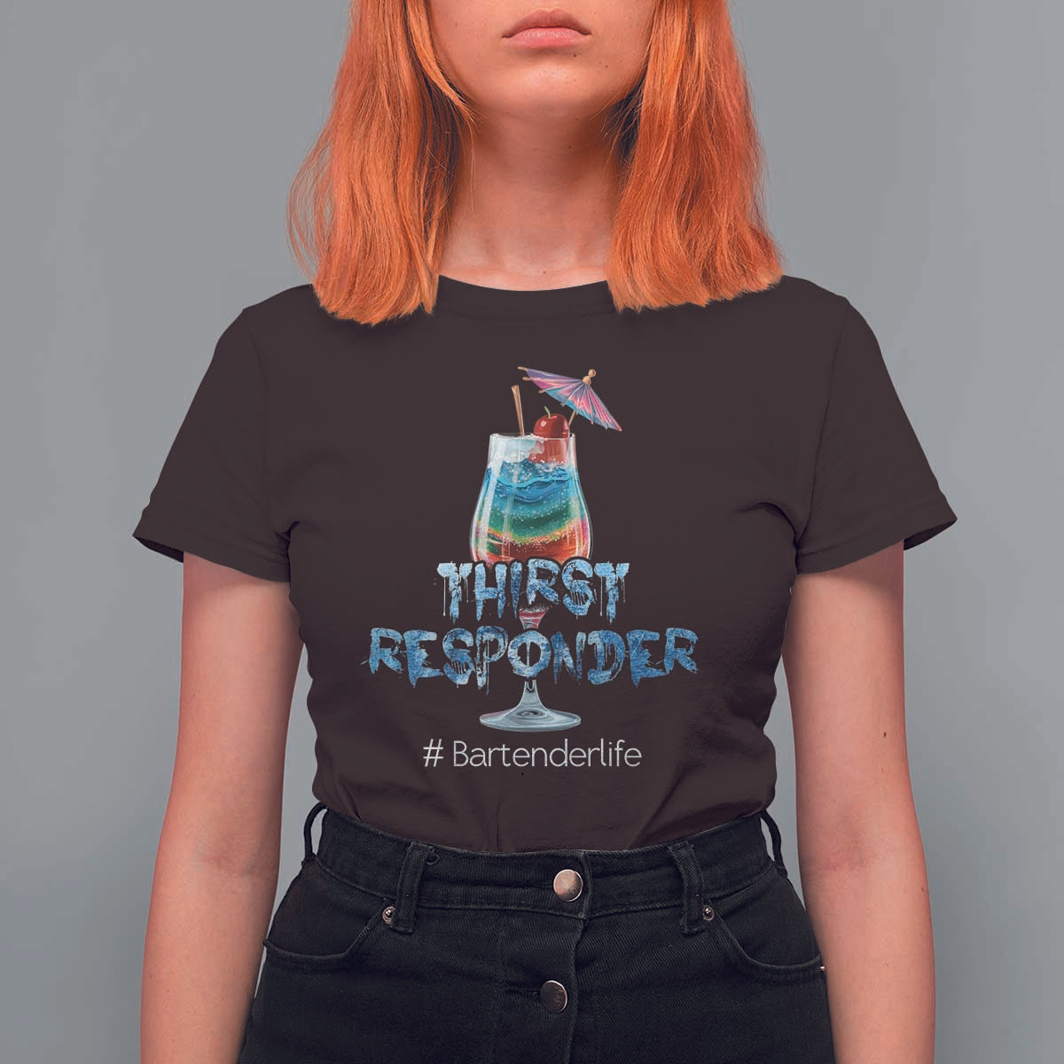 Funny Bartender T Shirt For Women Thirst Responder Mixologists