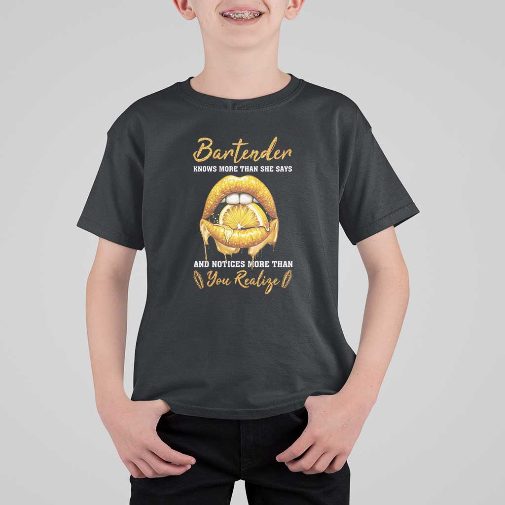 Bartender T Shirt For Kid Knows More Than She Says