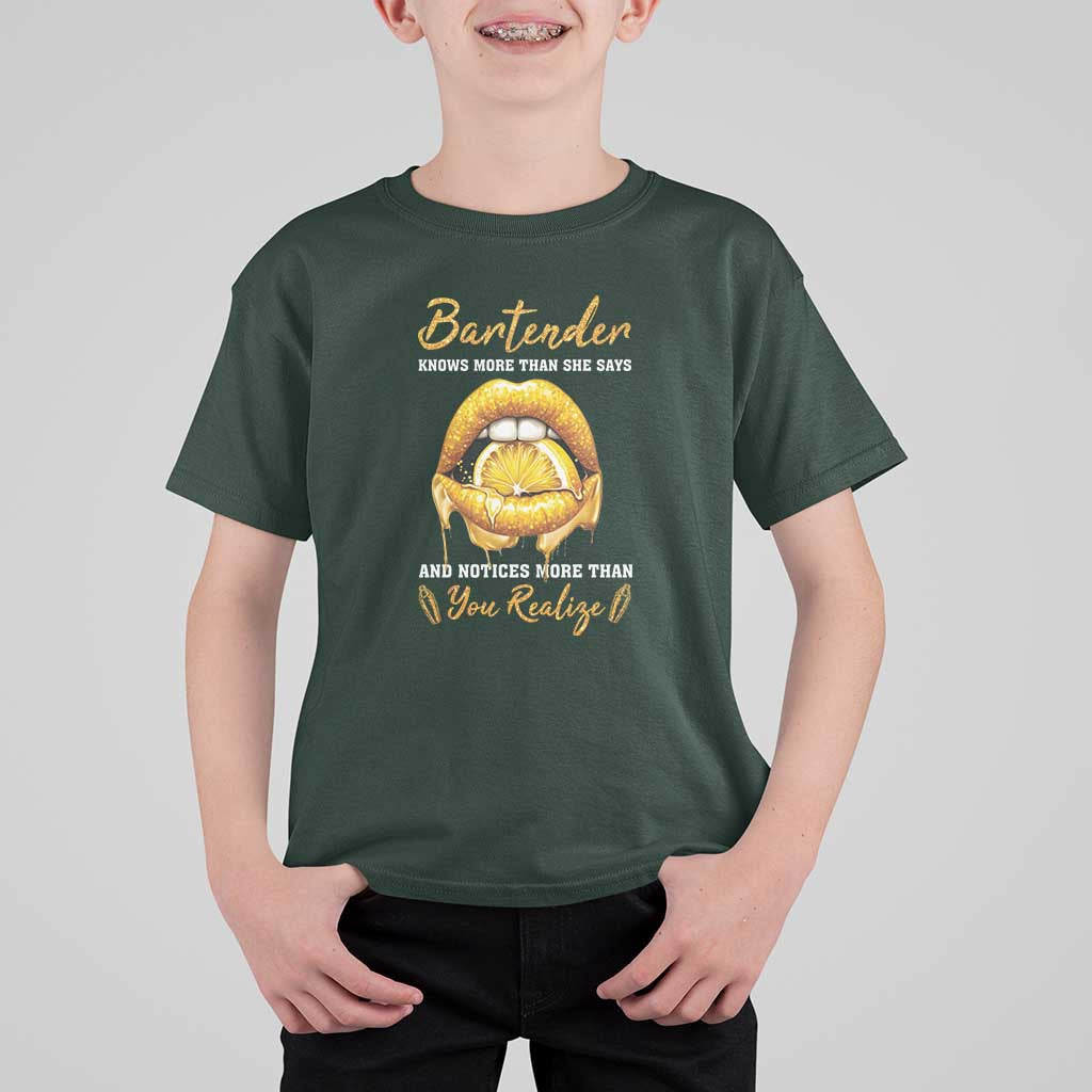 Bartender T Shirt For Kid Knows More Than She Says