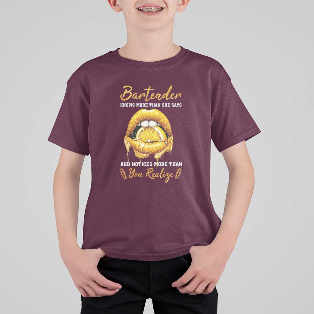 Bartender T Shirt For Kid Knows More Than She Says