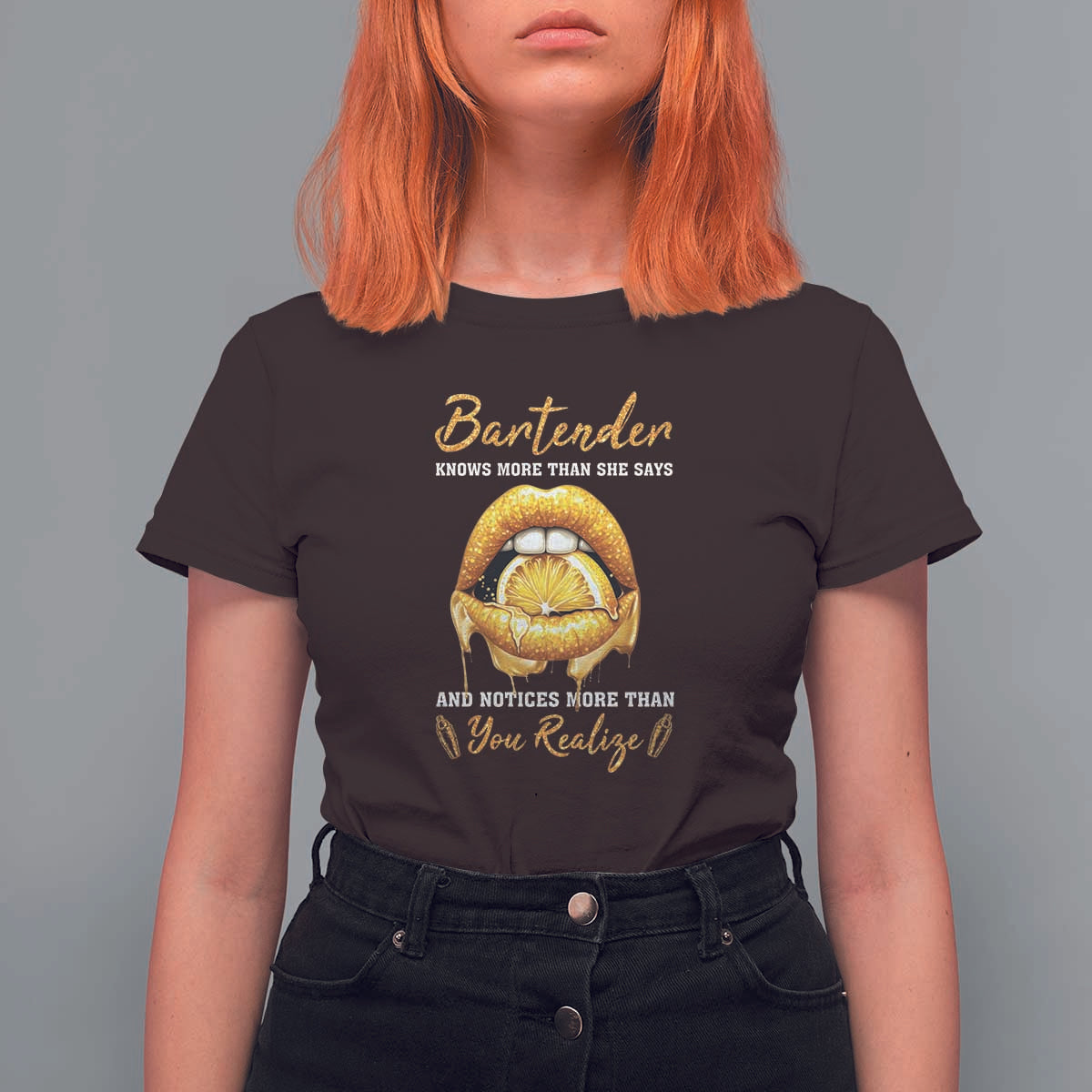 Bartender T Shirt For Women Knows More Than She Says