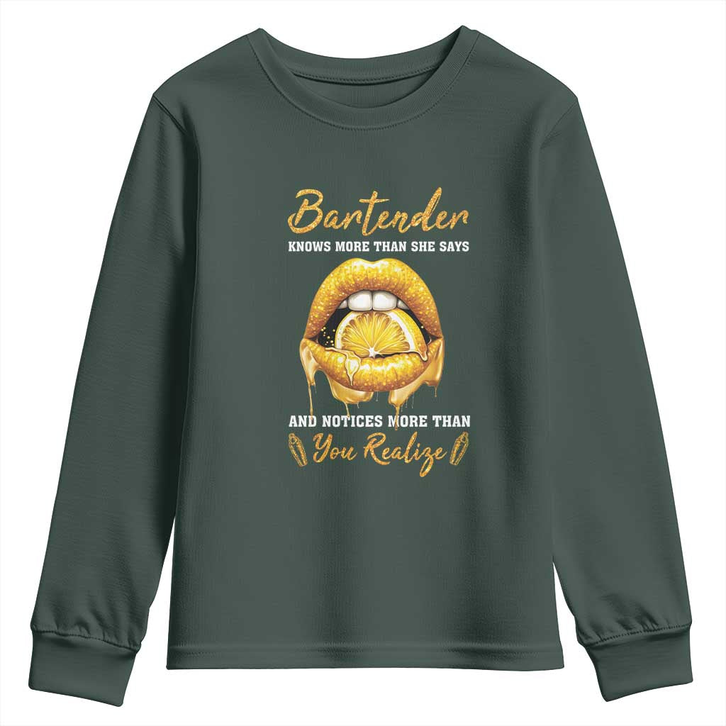 Bartender Youth Sweatshirt Knows More Than She Says