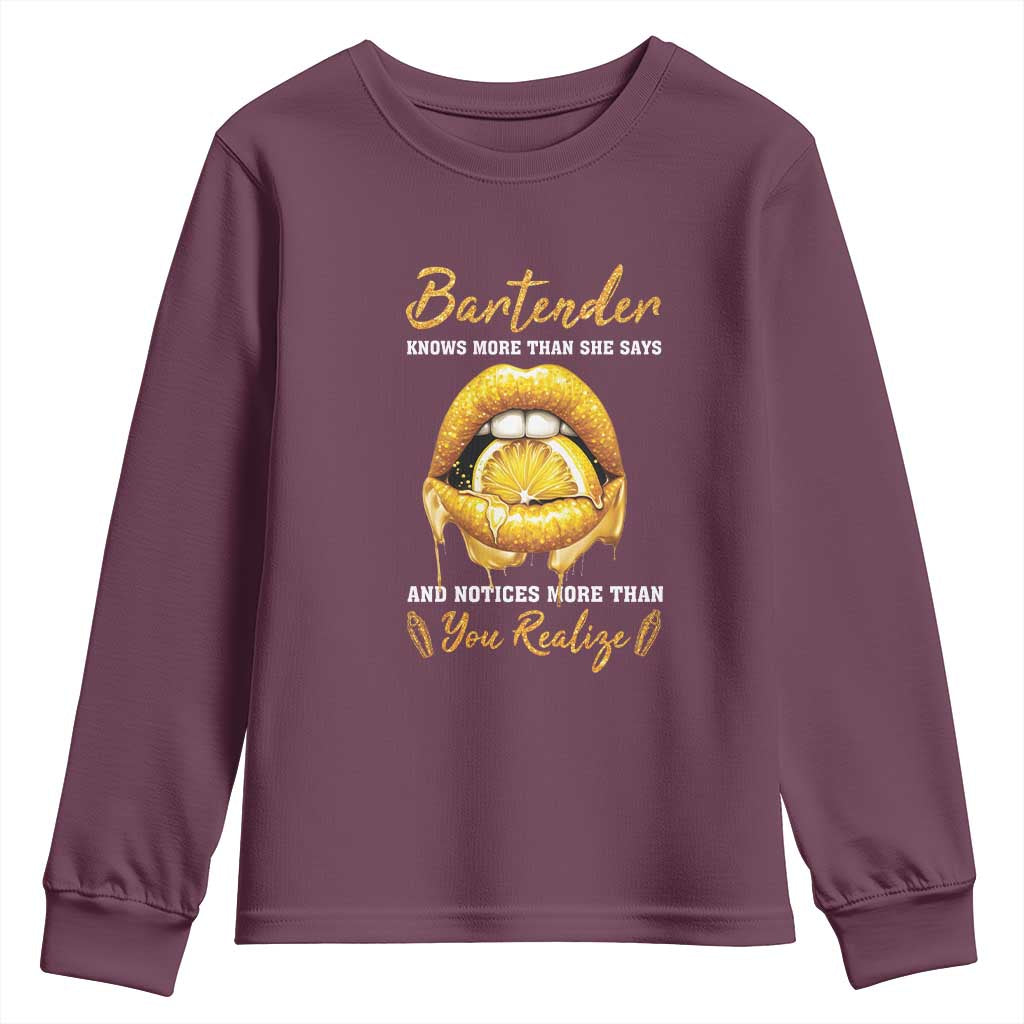 Bartender Youth Sweatshirt Knows More Than She Says