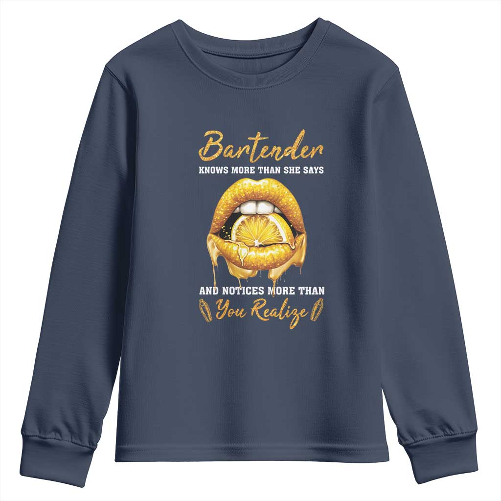 Bartender Youth Sweatshirt Knows More Than She Says