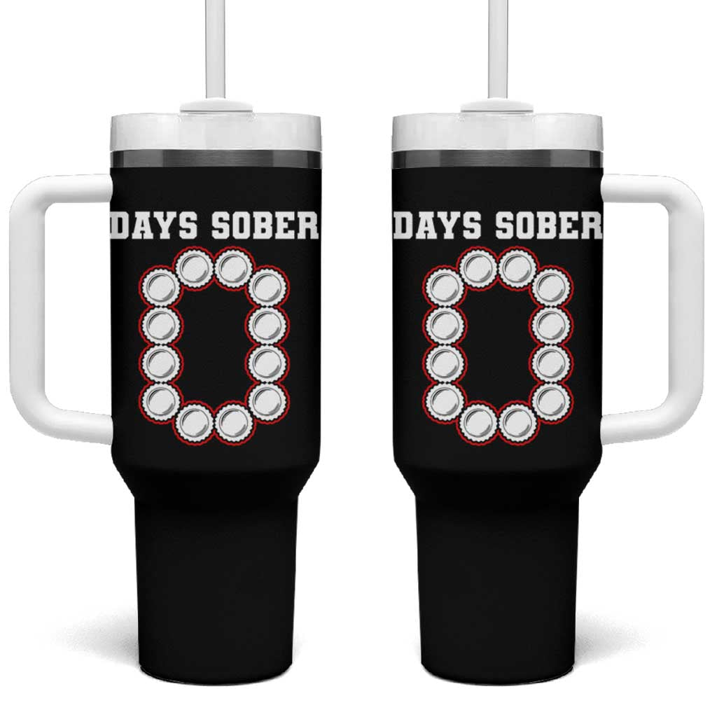Funny Drinking Tumbler With Handle 0 Days Sober