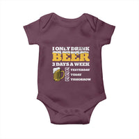 Funny Drinking Baby Onesie I Only Drink Beer 3 Days A Week