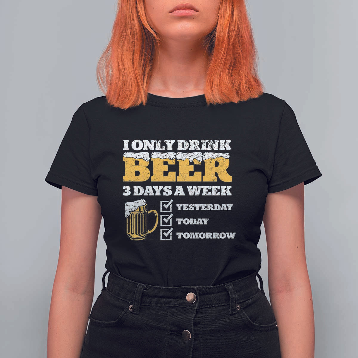 Funny Drinking T Shirt For Women I Only Drink Beer 3 Days A Week