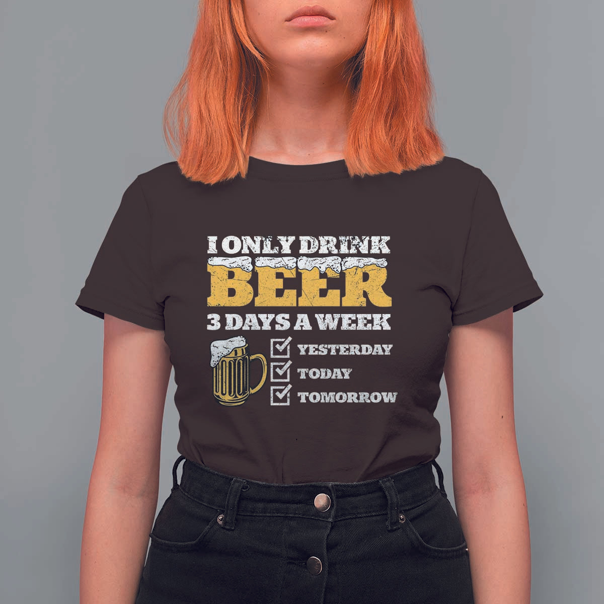 Funny Drinking T Shirt For Women I Only Drink Beer 3 Days A Week