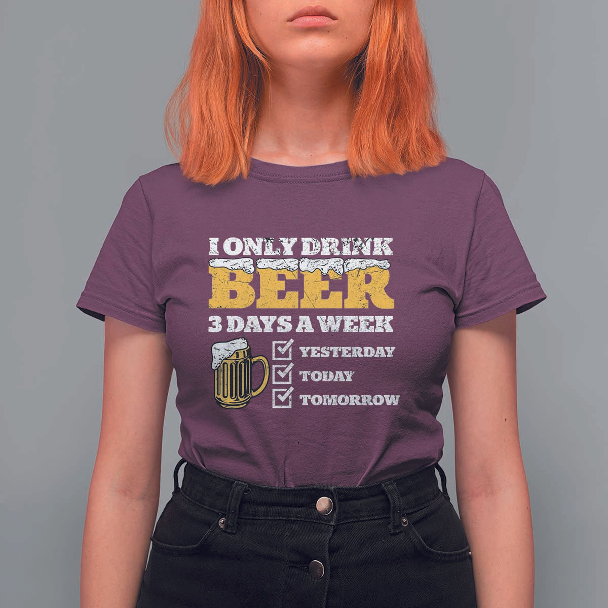 Funny Drinking T Shirt For Women I Only Drink Beer 3 Days A Week