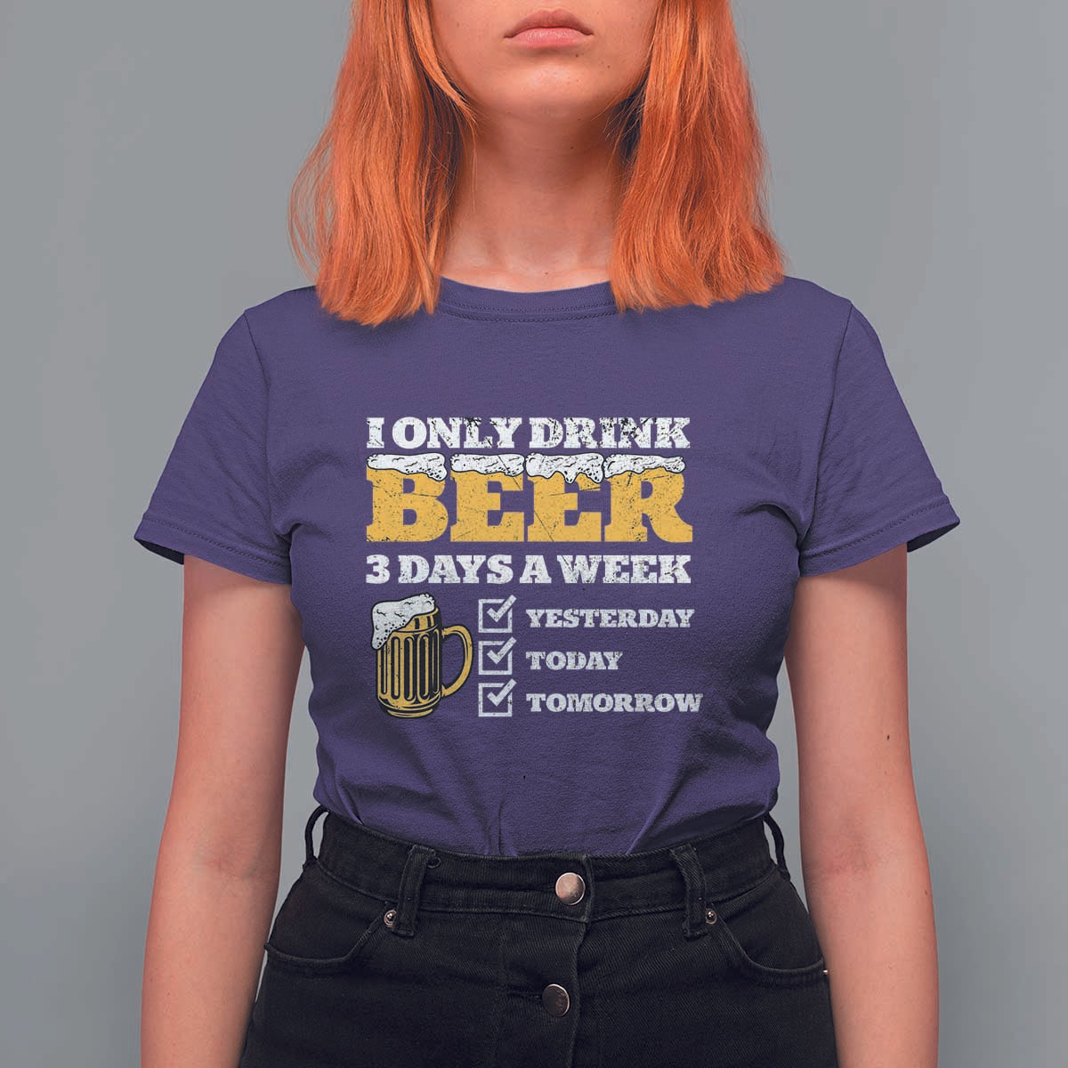 Funny Drinking T Shirt For Women I Only Drink Beer 3 Days A Week