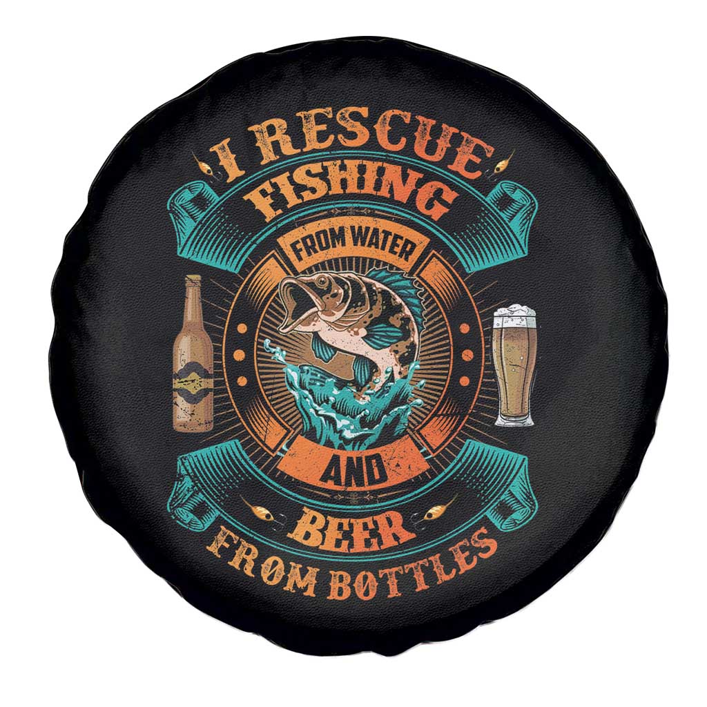 Funny Fishing Drinking Spare Tire Cover I Rescue Fish From Water And Beer From Bottles