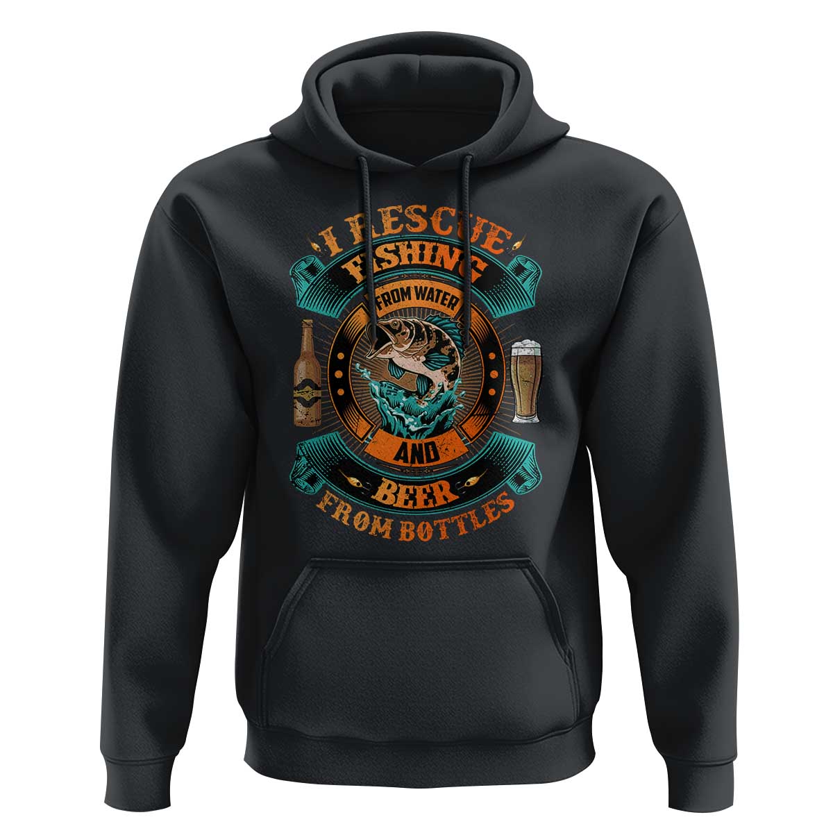 Funny Fishing Drinking Hoodie I Rescue Fish From Water And Beer From Bottles