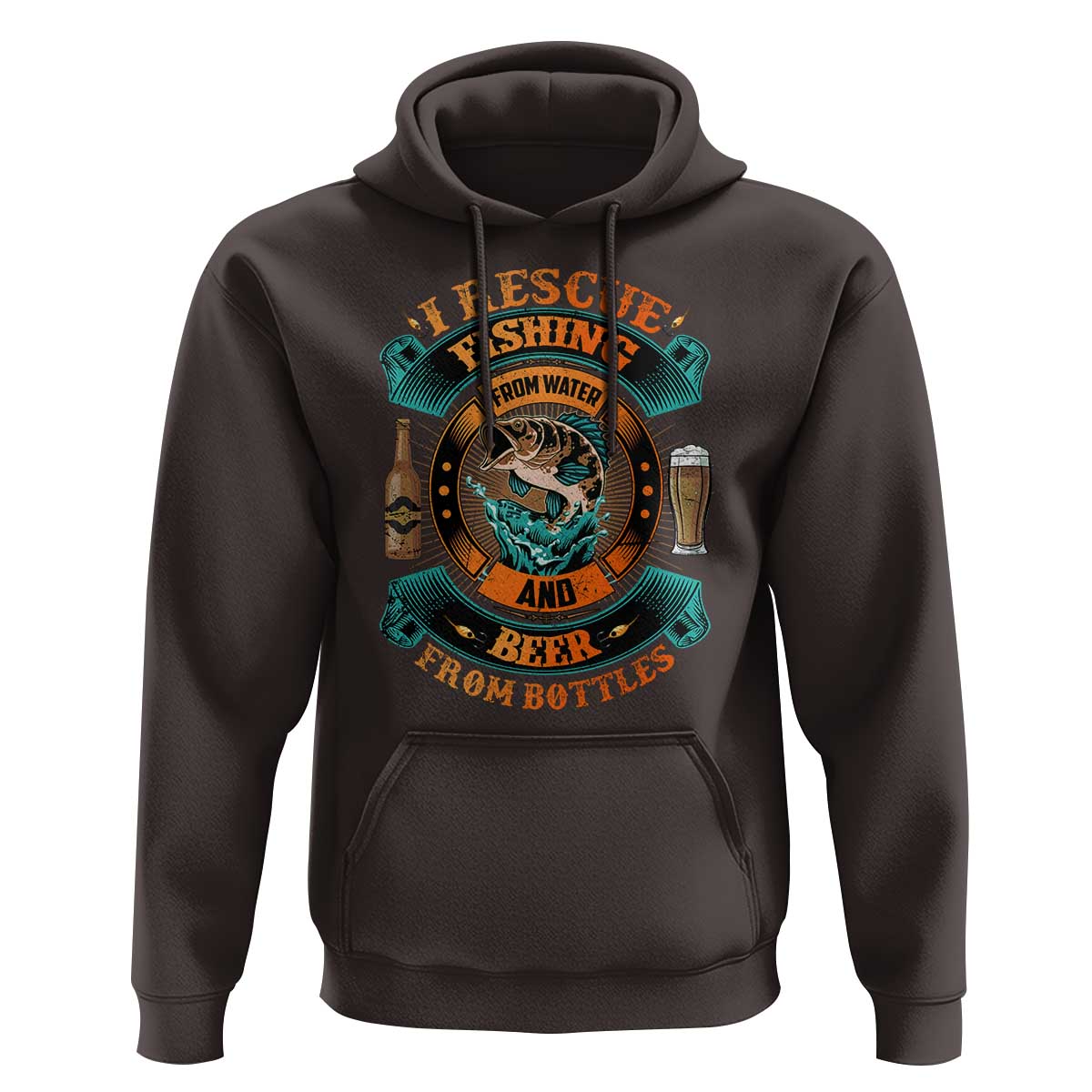 Funny Fishing Drinking Hoodie I Rescue Fish From Water And Beer From Bottles