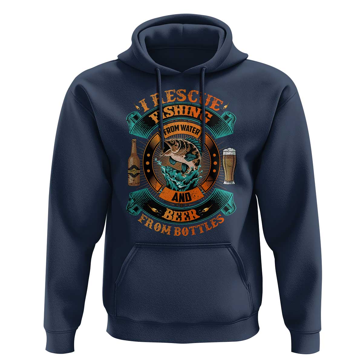 Funny Fishing Drinking Hoodie I Rescue Fish From Water And Beer From Bottles