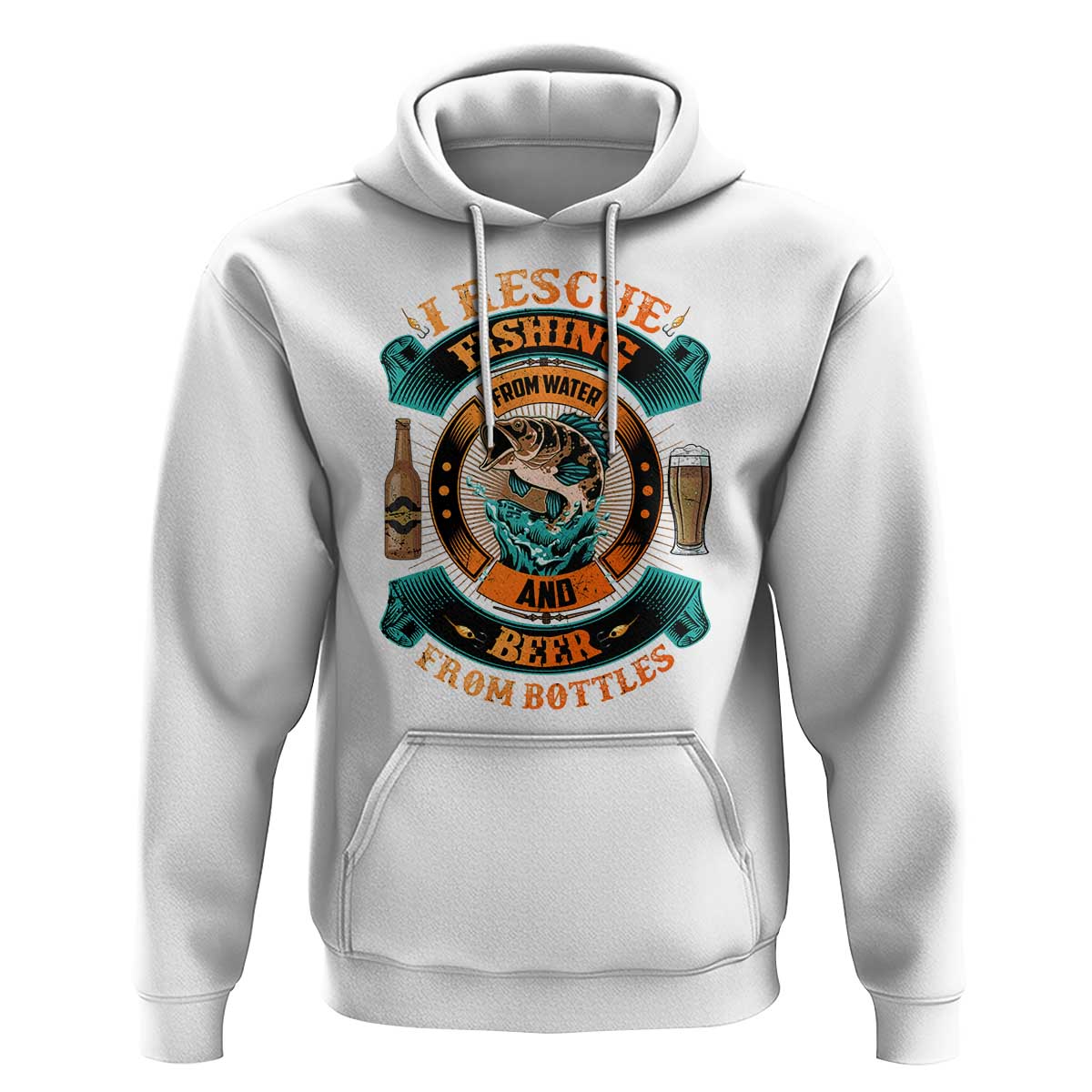 Funny Fishing Drinking Hoodie I Rescue Fish From Water And Beer From Bottles