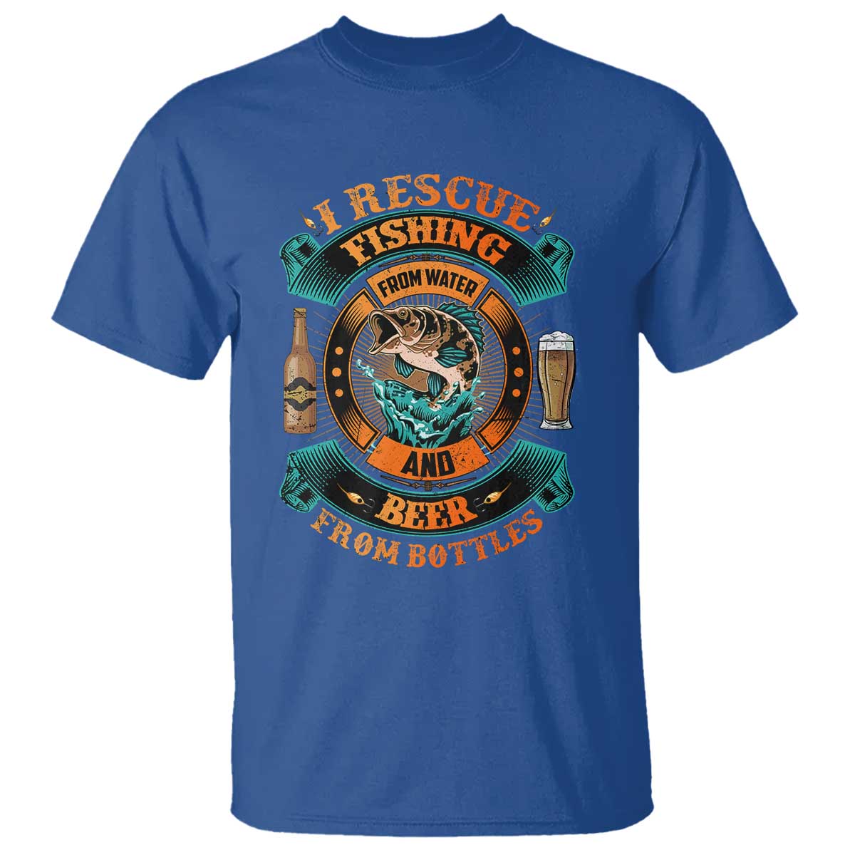 Funny Fishing Drinking T Shirt I Rescue Fish From Water And Beer From Bottles