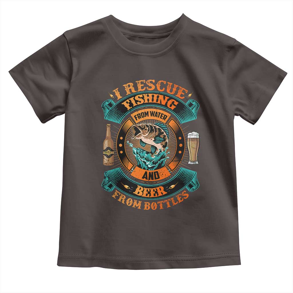 Funny Fishing Drinking Toddler T Shirt I Rescue Fish From Water And Beer From Bottles