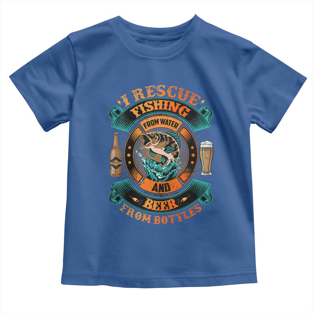Funny Fishing Drinking Toddler T Shirt I Rescue Fish From Water And Beer From Bottles