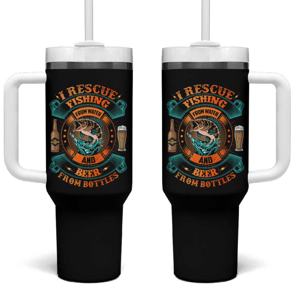 Funny Fishing Drinking Tumbler With Handle I Rescue Fish From Water And Beer From Bottles