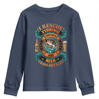 Funny Fishing Drinking Youth Sweatshirt I Rescue Fish From Water And Beer From Bottles