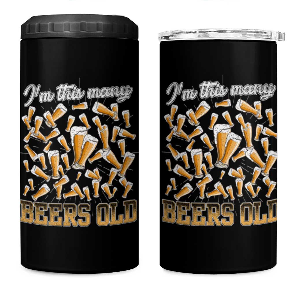 Funny Beer Lover 50th Birthday 4 in 1 Can Cooler Tumbler I'm This Many Beers Old