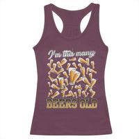 Funny Beer Lover 50th Birthday Racerback Tank Top I'm This Many Beers Old