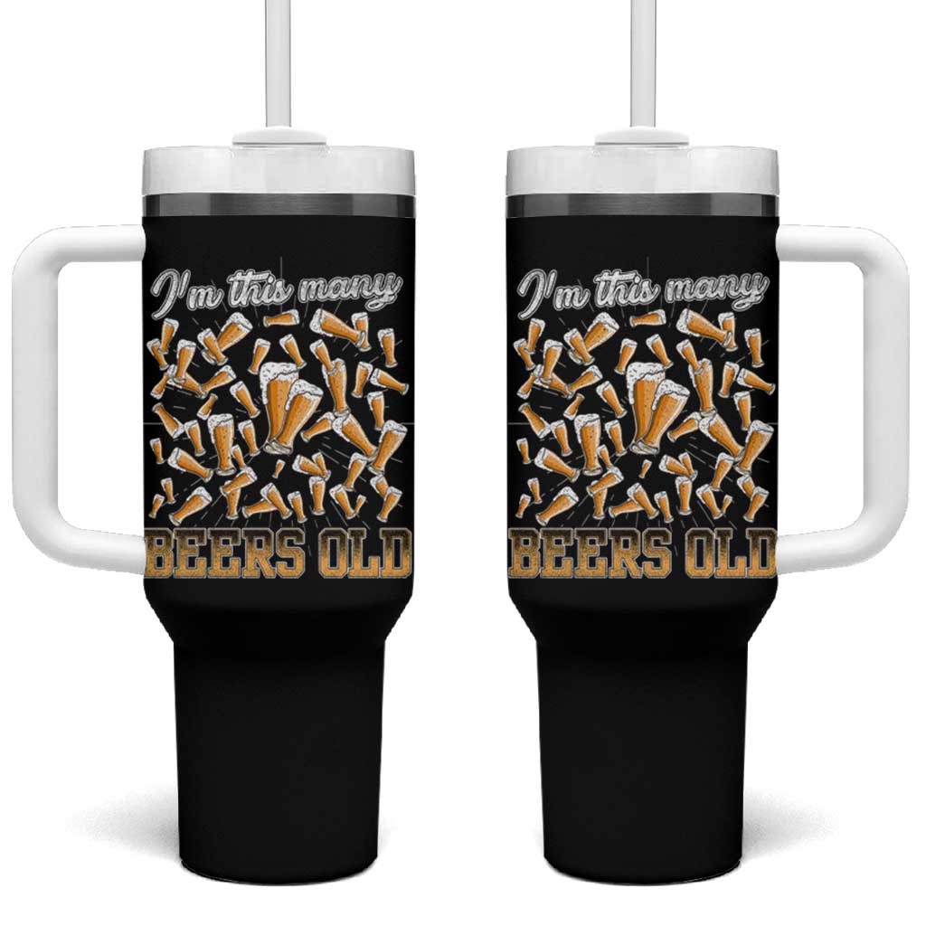Funny Beer Lover 50th Birthday Tumbler With Handle I'm This Many Beers Old